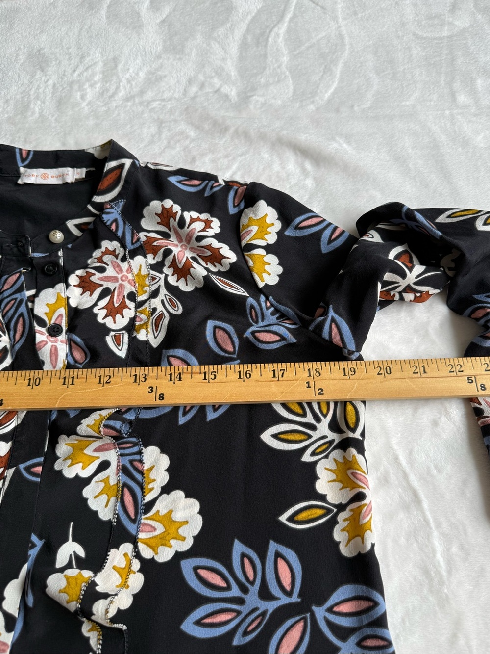 Tory Burch Jane Floral Silk Long Sleeve Dress - Picture 15 of 16